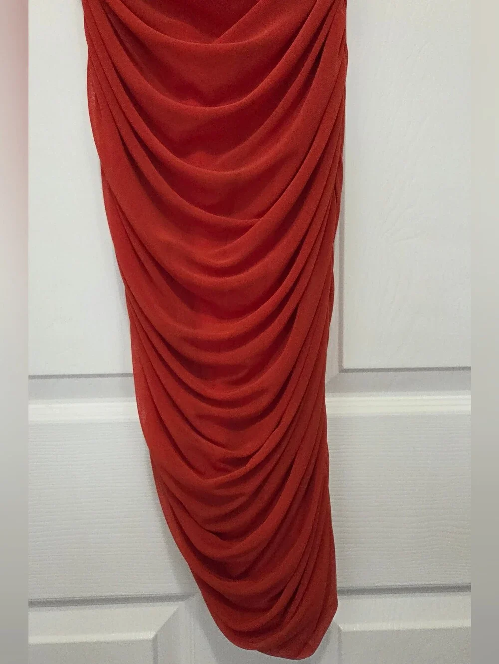 PRETTYGARDEN Rust One Shoulder Ruched Bodycon Dress Cocktail Wedding Guest Sz S - Picture 5 of 10